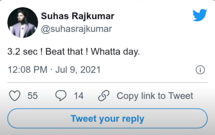 Suhas Rajkumar tweet about Simple One acceleration on 9th July